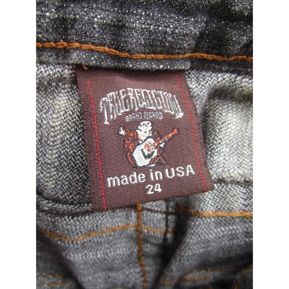 True Religion Jeans 24 Joey Flare Bell Bottoms Ripped Raw Hem Denim - Picture 11 of 14